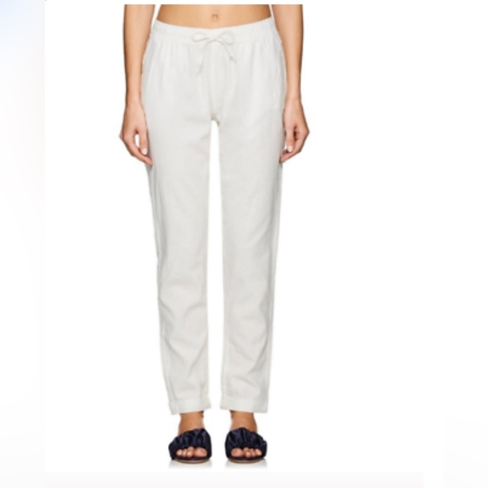 ONIA WHITE LINEN PULL ON ELASTIC WAIST PANTS SIZE SMALL CUFF LEG